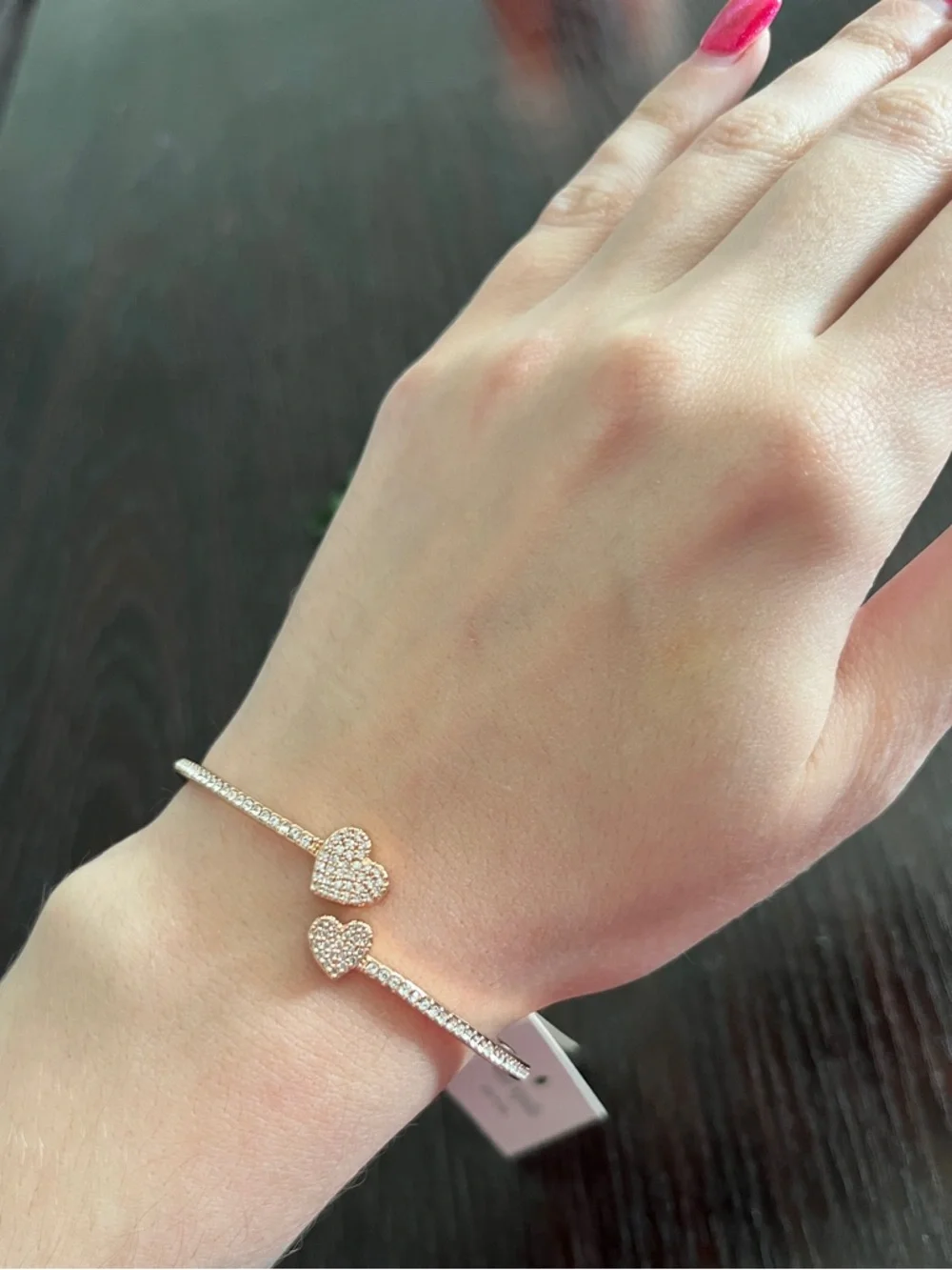 kate spade rose gold Heart Crystal Bangle - Picture 2 of 5